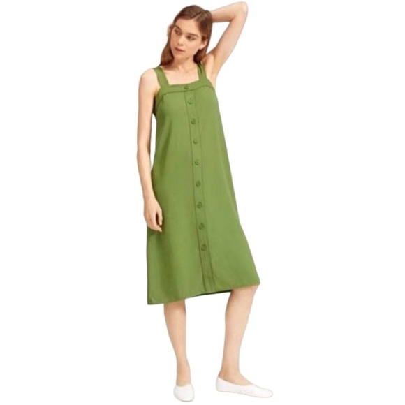 Everlane Dresses & Skirts - Everlane Japanese GoWeave Picnic Apron Dress Size 2 Green Drapey Lightweight